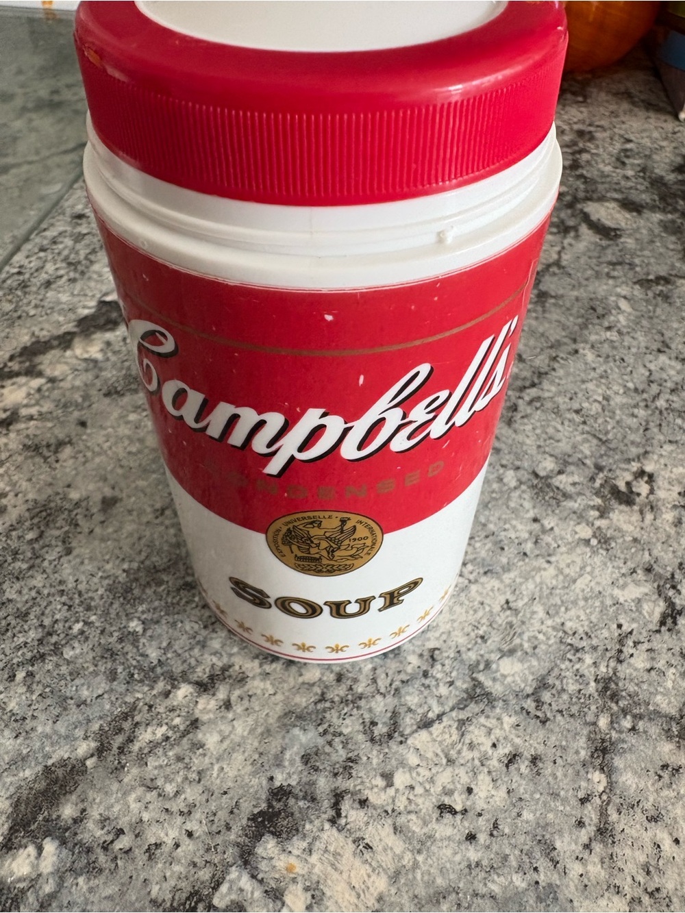 Red & White Decorative Soup Can Party Container